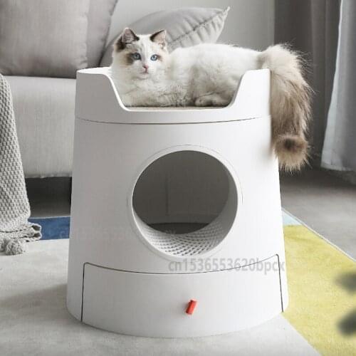 Cat Castle Cat Litter Box Extra Large Oversized Fully Enclosed Cat Toilet Anti-sand Anti-splashing and Odor-proof Cat Supplies