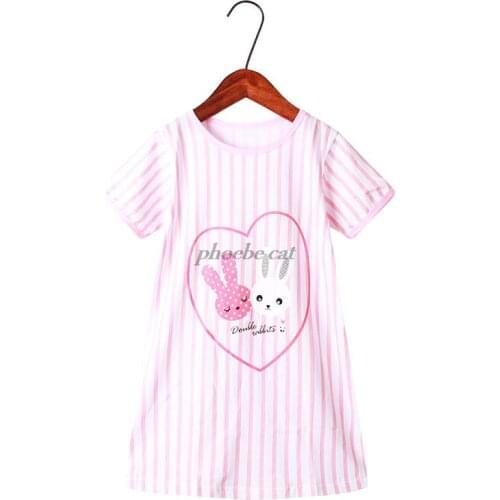 Summer Toddler Girls Pajama Dress Short Sleeve Baby Girls Nightgown Cotton Soft Children Sleepwear Casual Comfortable Nightdress