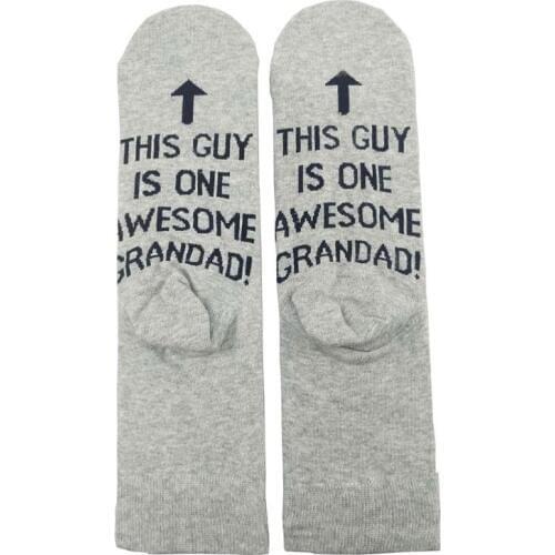 Men Funny Long Crew Socks Unisex This Guy Is One Awesome Dad Letters Printing Combed Cotton Ribbed Knitted Hosiery Fathers Gifts