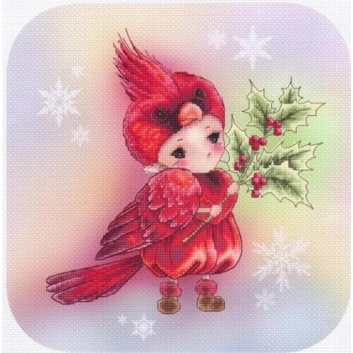 G Counted Cross Stitch Kit Fan blowing a fan Handmade Needlework For Embroidery 14ct Cross Stitch Red bird Fairy