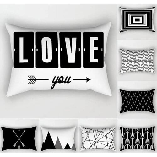 Black White Geometric Cushion Cover 30x50 Throw Pillows Polyester Decorative Pillowcase Nordic Style Home Decor capa de almofada