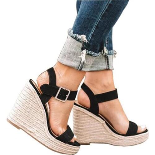 2021 New Summer Cool Casual High-heeled Wedge Round Toe Womens Sandals