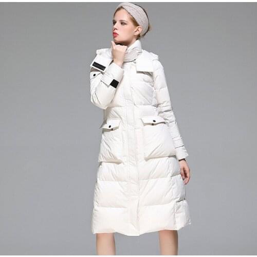 2020 new winter Korean fashion hoods 90 white duck down thickened warm and slim down jacket for women