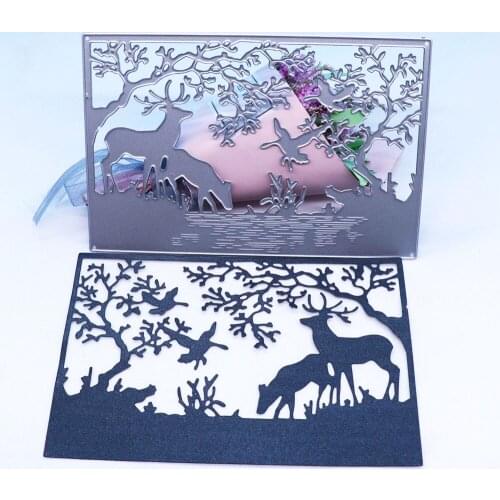 Moose Forest Christmas Metal Cutting Dies Scrapbooking Album Navidad Cards Making Crafts Embossing Stencil Stamps Slimline Dies