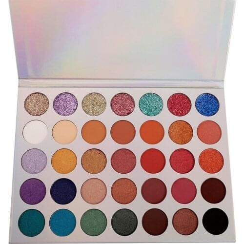 New Style Pigment 35 Colors Eyeshadow Palette Matte Shimmier Glitter Long Lasting Makeup Kit Cruelty Free Whole no logo Custom
