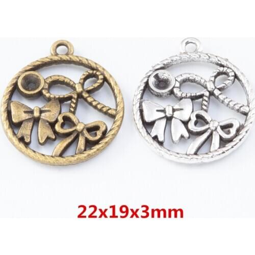 30 pieces of retro metal zinc alloy Bow Pendant for DIY handmade jewelry necklace making 7869