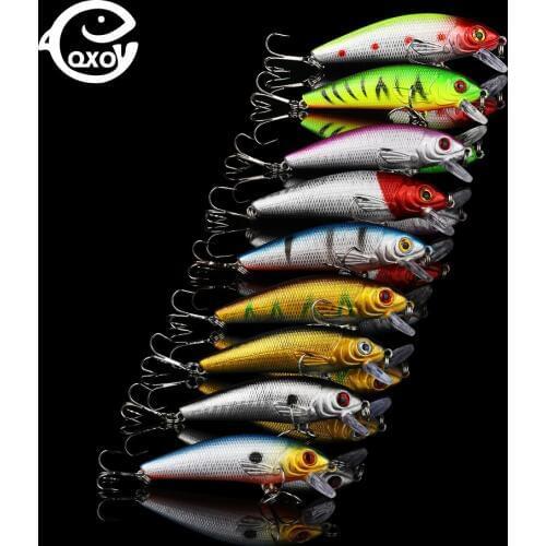 QXO 10pcs/lot 9g 7.5cm Minnow Lure Metal Winter Hard Lipless crankbait Goods For Fishing Jig Savage Wobbler Ice Duck Shrimp Shad