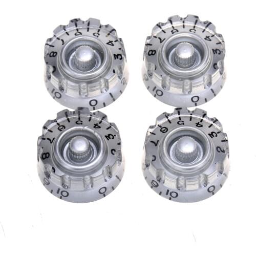 Musiclily Pro Inch Size Knurled Guitar Control Speed Knobs Compatible with USA Made Les Paul Electric Guitar, Silver (Set of 4)