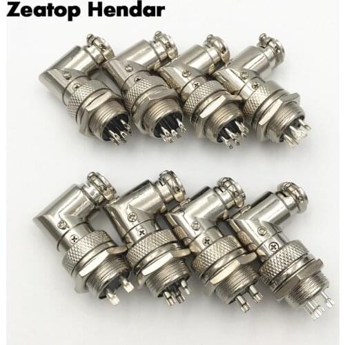 2Set GX16 2 3 4 5 6 7 8 9 P Pins Electric Connector M16 Elbow 90 Degrees Right Angle Aviation Plug Female Plug and Male Socket