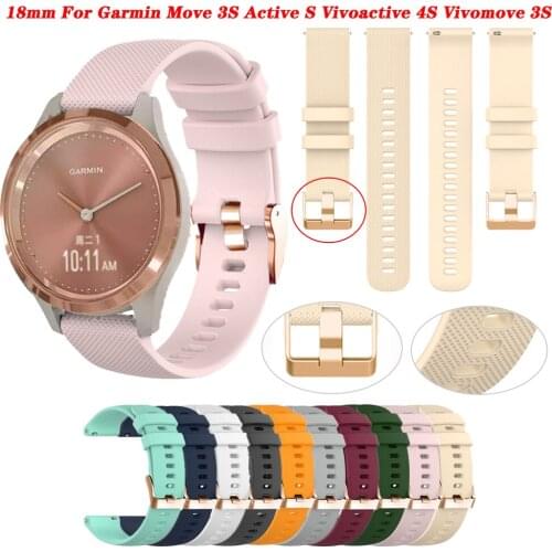 18mm Silicone Smartwatch Band For Garmin Vivoactive 3S 4S Move 3S Active S Ticwatch C2 Strap Smart Band Replacement Accessories