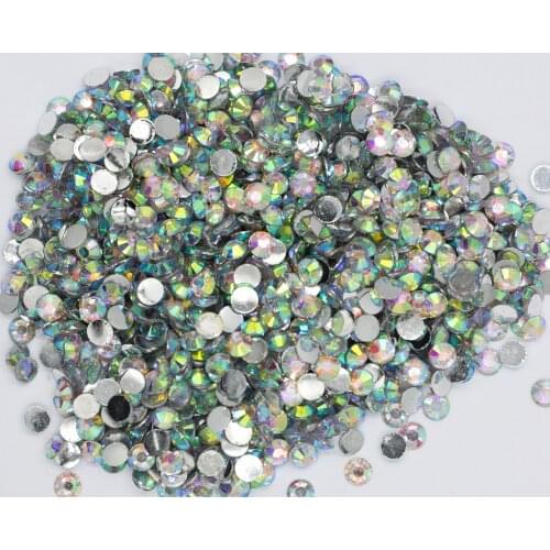 Crystal AB Color 2~6mm Flatback стразы Resin Non hotfix Rhinestones in Bulk Package Plastic Nail Art Decoration for Garment