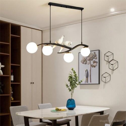 Nordic bird lamp Chandeliers Branches Modern Glass Lampshade chandelier Dining Table french country Home Deco LED Light Fixtures