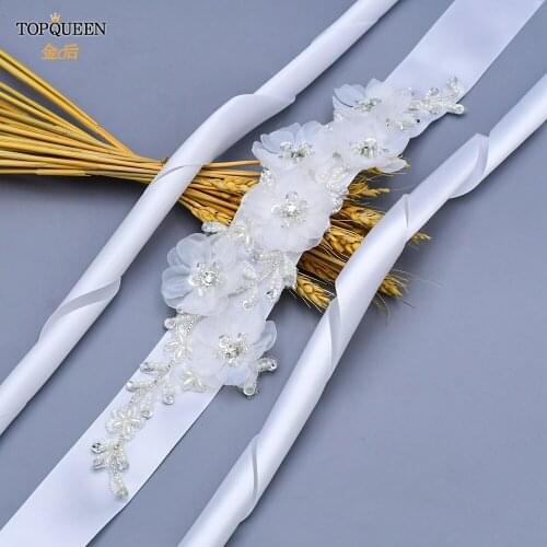 TOPQUEEN S249 Beautiful Flower Sashes Evening Party Prom Dresses Accessories Wedding Belts Bride Waistband Bridal Sashes Belts
