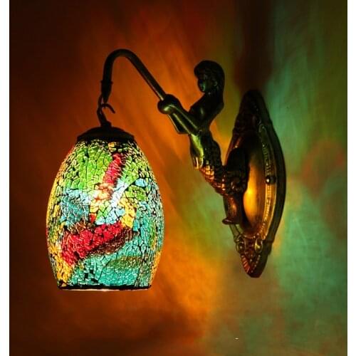 Turkey Reative Bedroom Retro Wall Lamp Bar Corridor Mosaic Stained Glass Wall Lights For Home Industrial Decor Led Stair Light
