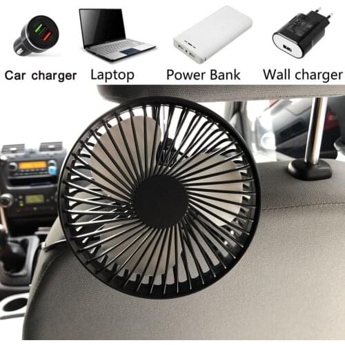 Universal 5 inch Car Back Seat Headrest Three Speed 5V USB Fan With Switch Air Cooling Fan for Home Travel Car Truck Headrest De