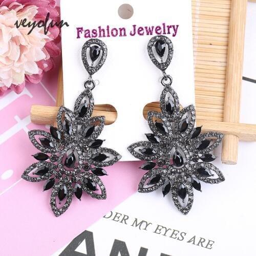 Veyofun Rhinestone Crystal Drop Earrings Luxury Fashion Dangle Earrings Jewelry For Women Gift