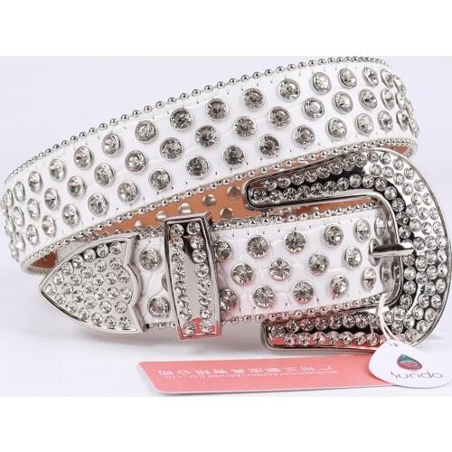 High Quality Genuine Leather Designer Rhinestone Belt For Woman Man Fashion Cowboy Gold Punk Studded Belts Luxury Brand Cinto