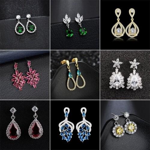 Earrings 2021 Trend S925 Silver Needle European American Style Copper Alloy Earrings For Women Zircon E Girl Eardrop Jewelry