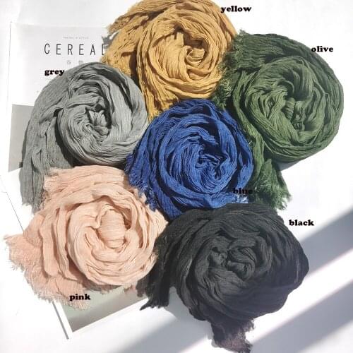 2021 Women Fashion Solid Color Crinkle Cotton Scarf Shawls Wraps Hijabs 6Colors 10pcs/lot