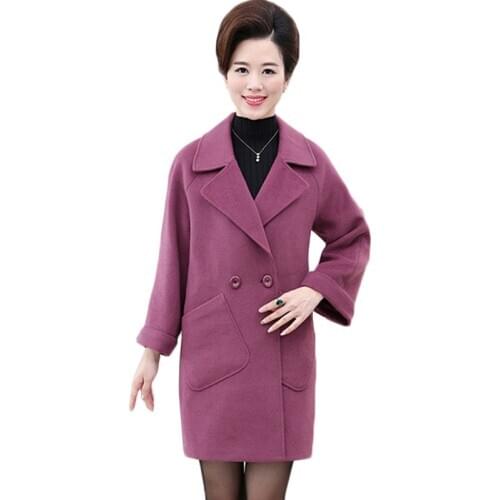 Winter Women Outerwear Fashion New Pure Color Long Windbreaker Coats Womens Plus Size Double-breasted Thickening Woolen coats