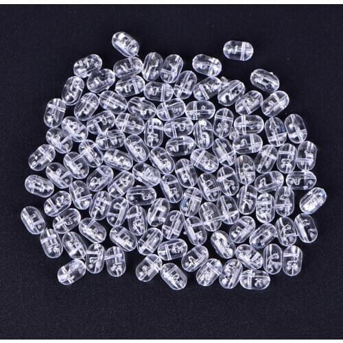 100pcs/lot 5*8mm High Quality Fishing Plastic Transparent Clear Oval Beads Double Pearl Drill Cross Beads Wholesale