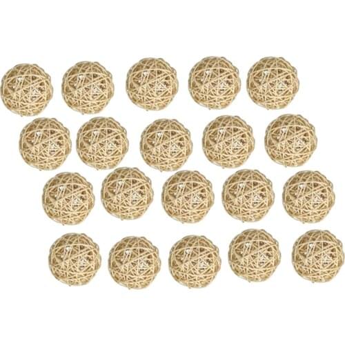 20 Natural Wicker Rattan Ball Wedding Christening Baby Shower Decoration 3cm