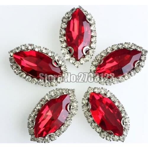 7x15mm 9x18mm 10pcs/20pcs Red Horse eye sliver base Glass Crystal buckle sew on rhinestones,diy/Clothing accessories SKMY07