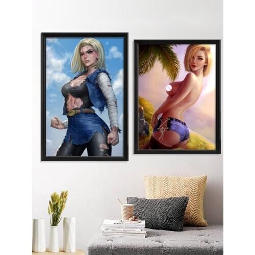 Android 18 Anime Nude Girl Sexy Japanese Cartoon Terrible Tornado Poster Prints Wall Stiker living Room Bedroom Home Art