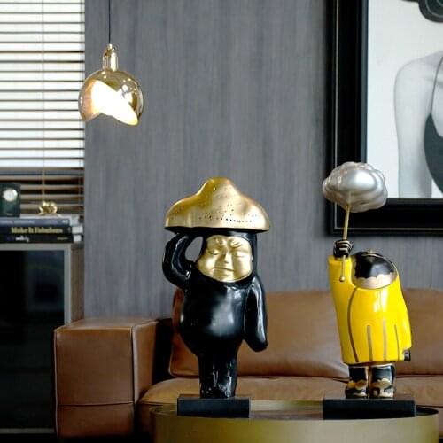 Large Size Abstract Figure Hold Silver Cloud In Hand Statue Modern Art Character Living Room Home Furnishing Decor Sculpture