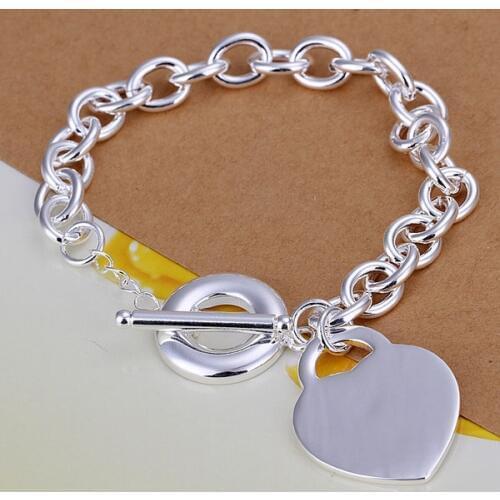 Silver color exquisite heart love circular bracelet fashion charm cute women lady personality jewelry birthday gift H274