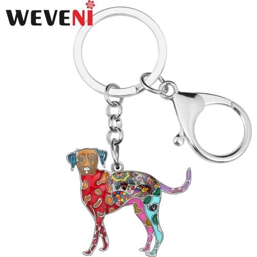 Weveni Enamel Alloy Metal Standing Dalmatian Dog Key Chains Anime Lovely Animal Key Rings Jewelry For Women Girl Teens Accessory