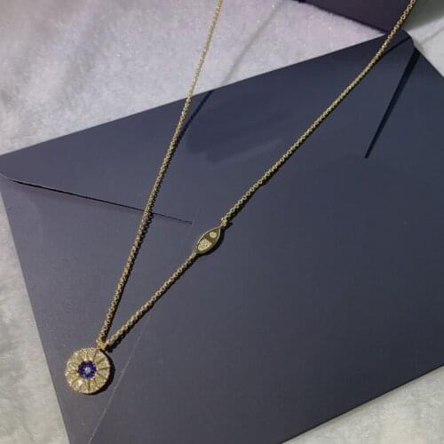 Brand 1:1Fashion Copper Necklace Yellow Gold Color Stars Eyes Fish Pendant for Women Jewelry Gift