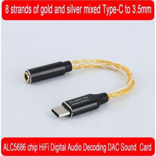 For Huawei mate20 30pro Type-C to 3.5mm Jack ALC5686 chip HiFi Digital Audio HIFI Decoding DAC Sound Card Earphone Audio cable