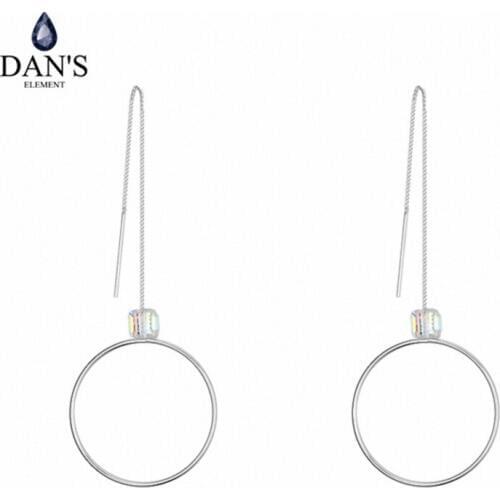 DANS Element Brand 2 colors Real Austrian Crystals From Round trendy Earrings for women Valentines Gift #124639