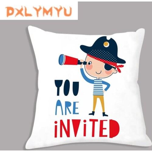 Children Cartoon Cushion Covers Sailor Boy Octopus Boat Nordic Posters Prints Pillowcase Soft Pillow Cover Sofa Plush Cushion