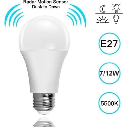 E27 Radar Sensor Ambient PIR Motion Home Sound+Light Sensor LED Globe Bulb Auto Sensitive Light Lamp 5W 7W 9W 12W
