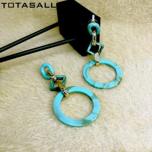 F.J4Z Earrings for Women 2021 Long Resin & CCB Cuban Geometric Drop Earring Oversize Lady Cocktail Jewelry Gifts серьги висячие