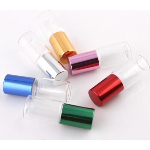 6 Pcs Clear Glass Essential Oil Perfume Bottle s Roller Lipstick Small ContaiNners For Cosmetics 5Ml