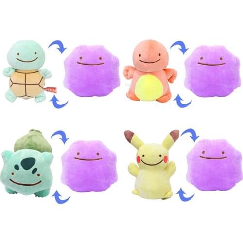 Pokemon 25CM Ditto Charmander Pikachu Bulbasaur Squirtle Inside-Out Cushion Plush Toys Cute Soft Stuffed Dolls for Children