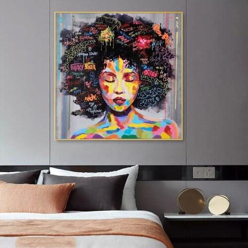 Modern African Woman Art Paintings Print on Canvas Art Posters And Prints Black Woman Wall Art Pictures Home Wall Decor Cuadros