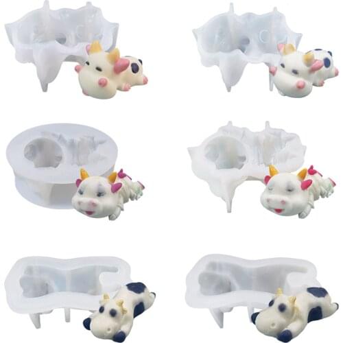 Cow Silicone Candle Mold Animal Shaped DIY Chocolate Cake Baking Mold Cake Decorating Tools Resin Mould For Craft Casting