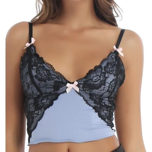 Lace Y2k Sexy Tops for Women Summer 2021 Skinny Camisole Harajuku 90s V Neck Vest Fairy Grunge Aesthetic Clothes Tank Crop Top