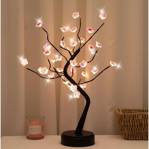 Bonsai Lamp Tabletop Tree Lamp DIY Artificial Light Tree Light Touch Switch Battery USB Operated LED Night Light Bedroom Decor