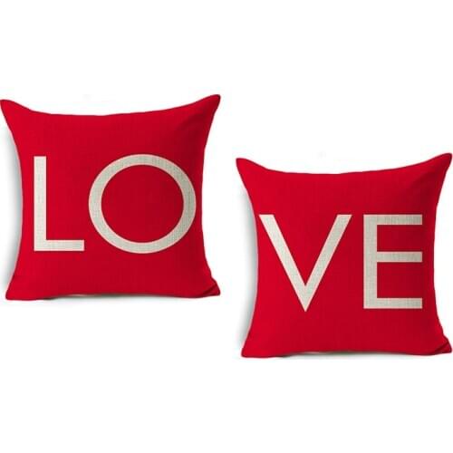 Valentines Day love Linen Pillowcase Wedding Red Gift Home Decoration Throw Pillows Living Room Deco Wholesale 45*45 cm
