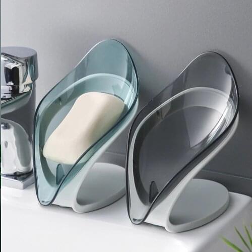 Leaf Shape Soap Box Bathroom Soap Holder Dish Storage Plate Tray Shower Non-slip Drain Soap Holder Punch-free Soap storage box