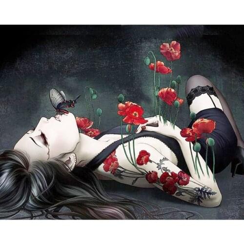 Girl Flower And Butterfly Cross Stitch Kit Craft Needlework Set Cotton Thread Canvas Printed Home Decor Christmas Gift Hot Sell