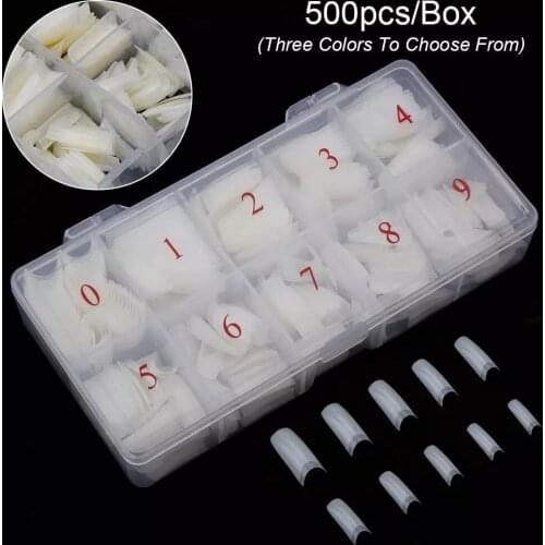 Manicure Kit Tools Clear Half Artificial Fingernail Extension Capsules Natural White Gel X Full Cover Nail Tips 500 PCS IBLNT02