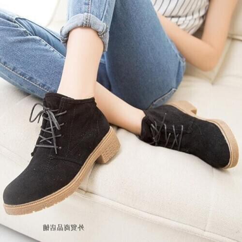 2019 new Women Leather Boots Ankle Boots Low Solid Boots Botas Shoes Women Thin or Thicken Cow Muscle 3Colors Size