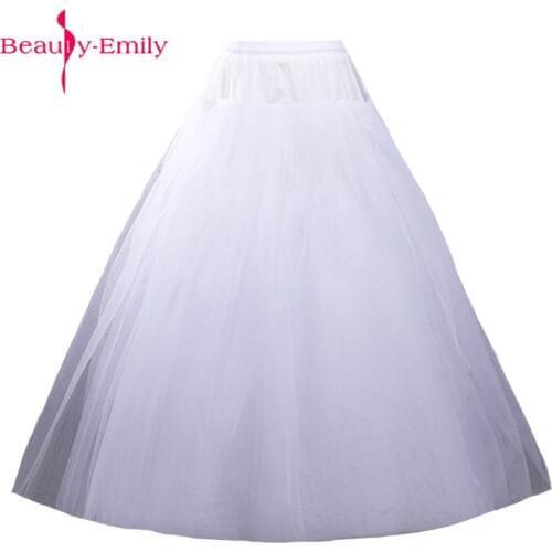 2020 New White Long A-line Petticoat for Wedding Party Dresses Crinoline Hard Tulle Underskirt saiote de noiva without Hoop