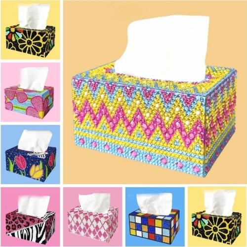 New 3D DIY Crystal Diamond Painting Tissue box Rhinestone Handmade Art Tissue Dispenser Childrens DIY Puzzle Cartoon Home Decor